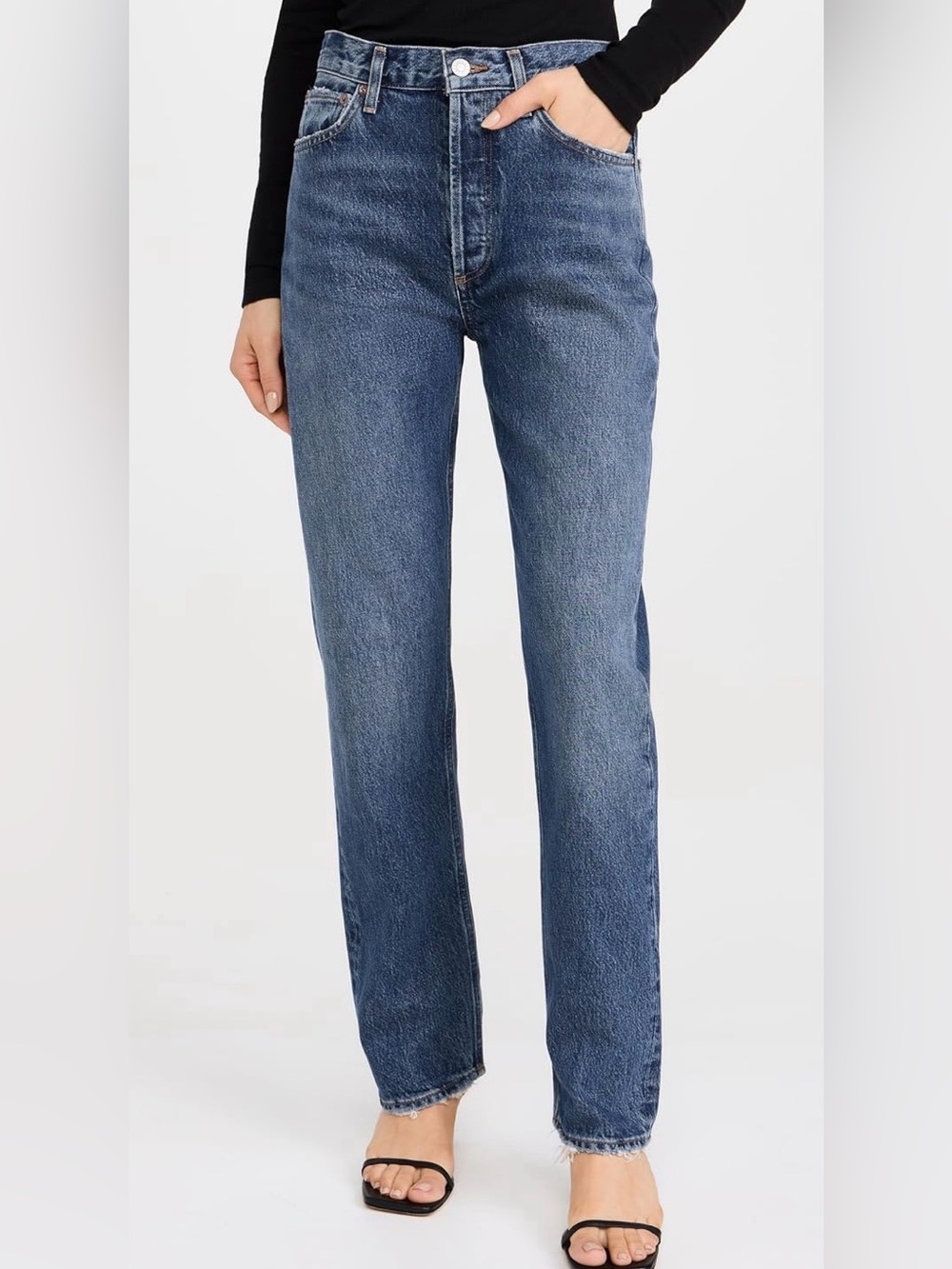 AGOLDE High Rise 90s Straight Jeans Size 30 Medium Wash Button Fly